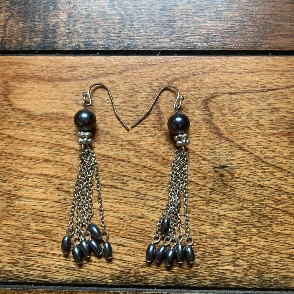 Blue pearl earrings